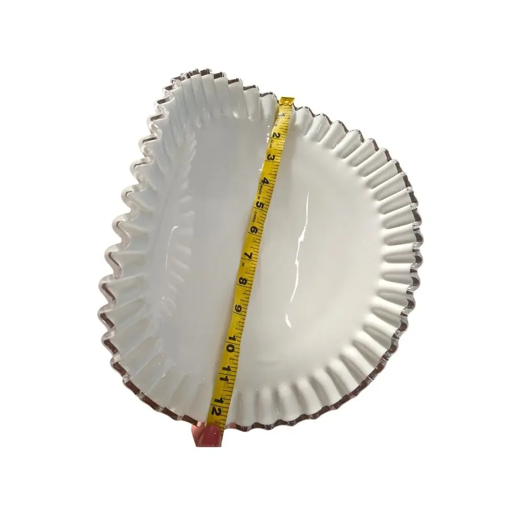 Vintage White Milk Glass Footed Banana Boat read description